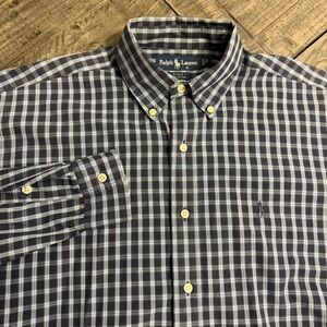 Ralph Lauren Blake Men's Small Long Sleeve Blue Plaid‎ Button Down Dress Shirt